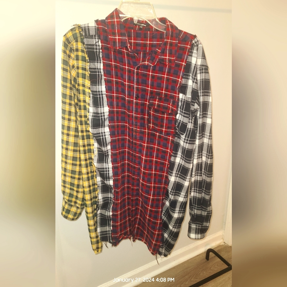 Fashion Nova I Wanna Know Plaid Raw Edge button down Shirt, Size 1X